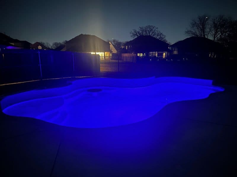 Remodeled freeform pool with new LED lighting